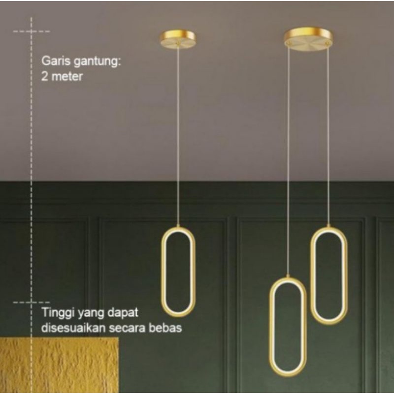 Lampu gantung hias Minimalis LED Gold Hias kamar tidur