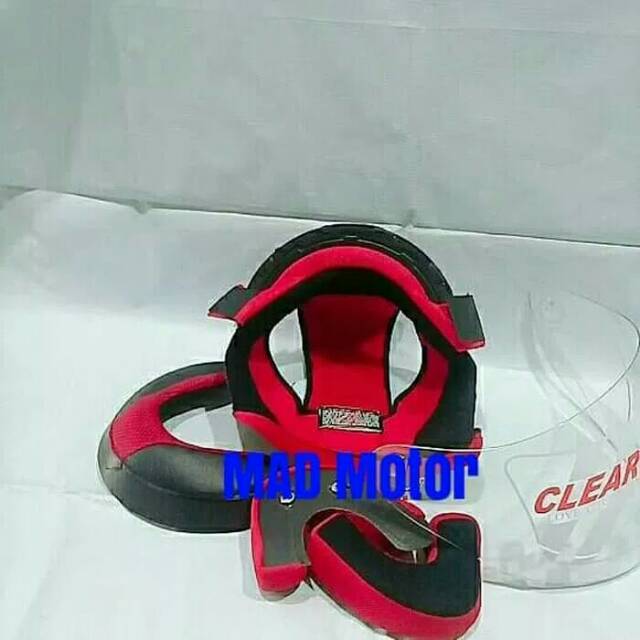 paket komplit busa helm set kyt dj maru kancing besi dan kaca visor hitam bening