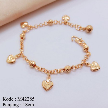 Gelang Tangan Rantai Wanita Lapis Emas Bola Ukir Love Kecil L42285