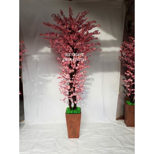 bunga plastik tinggi 2meter - bunga sakura imlek - pohon hias sakura artificial sakura hias - sakura