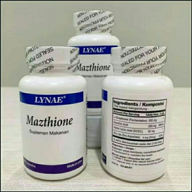 Mazthione Original USA Suplemen Kecantikan Obat Pemutih Badan (60 Kapsul) Asli LYNAE