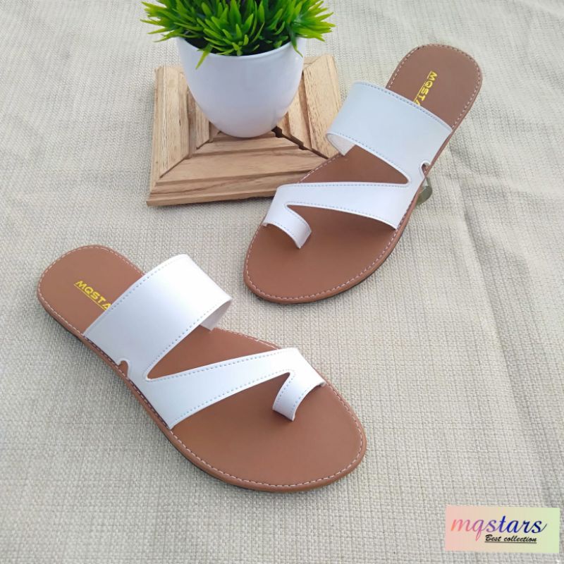 mqstars Sandal Flat Wanita Jepit Jempol Kasual  Sendal Simple Elegan