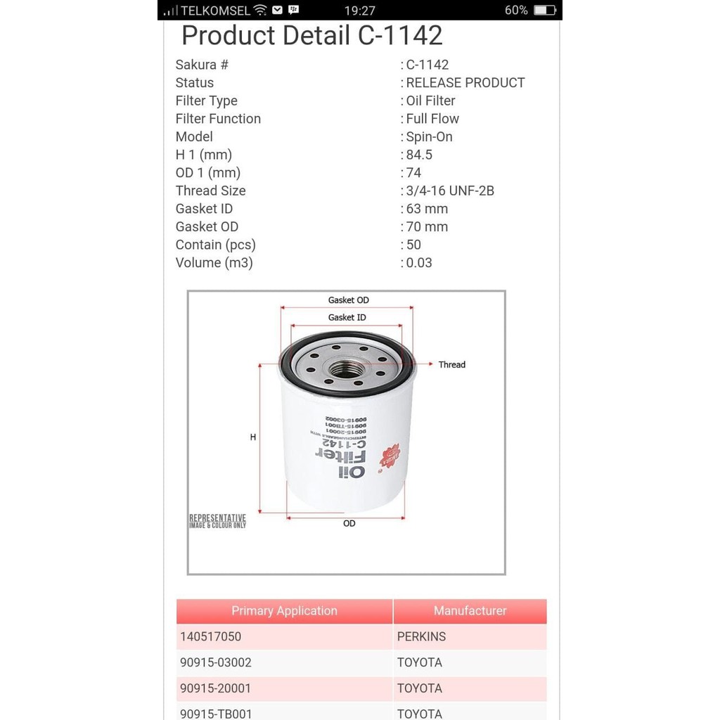 Filter Oli Innova SAKURA C-1142