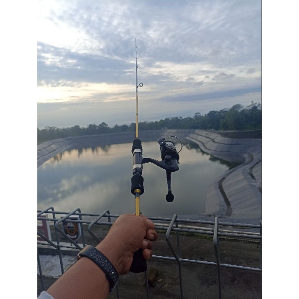 termurah laris 1 set reel atom joran pancing ul ultralight lentur murah fiber padat solid Ajiro Ninja Ultralight 165 180 198  210 cm