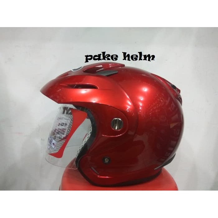 BEST QUALITY HELM KYT ROMEO SOLID MERAH MARUN HALF FACE