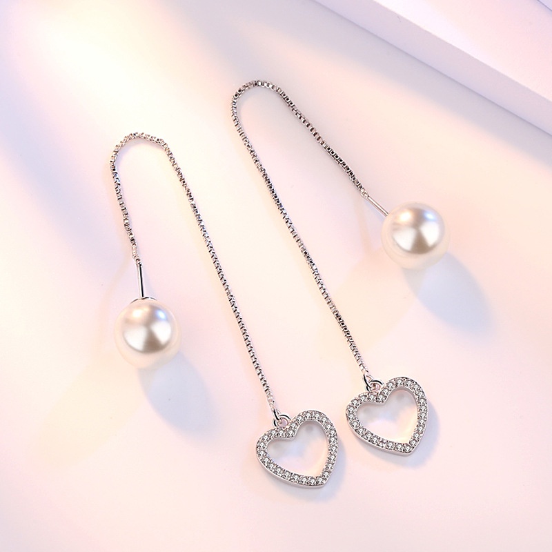 Anting Perak 925 Wanita Bintang Ganda Garis Telinga Mutiara Fashion Perhiasan