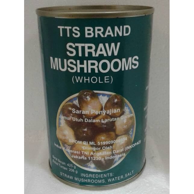 Straw Mushroom TTS Jamur Merang Dalam Kaleng 425gr Tiongkok