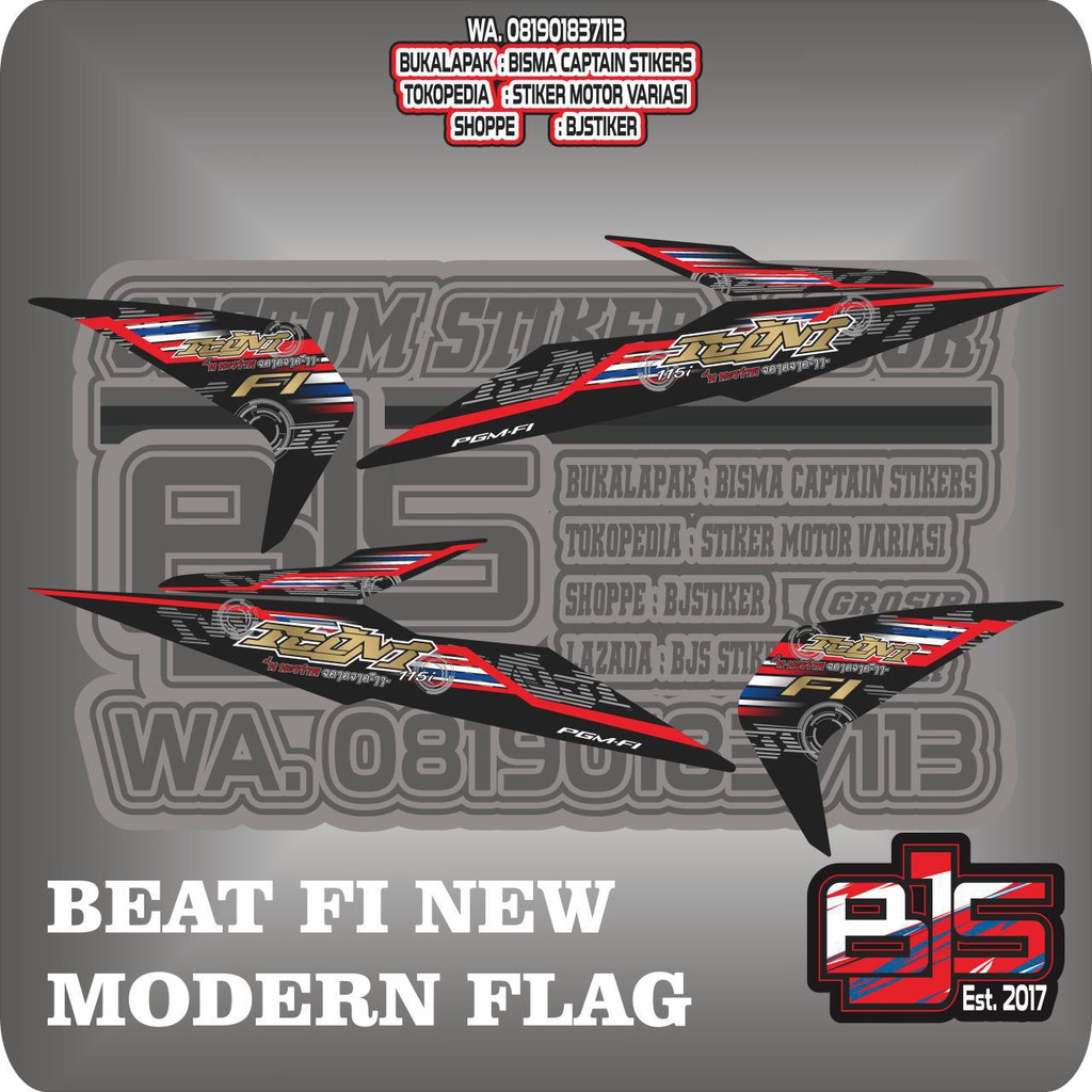 Stiker Striping List Motor Beat Fi New Modern Flag Shopee Indonesia