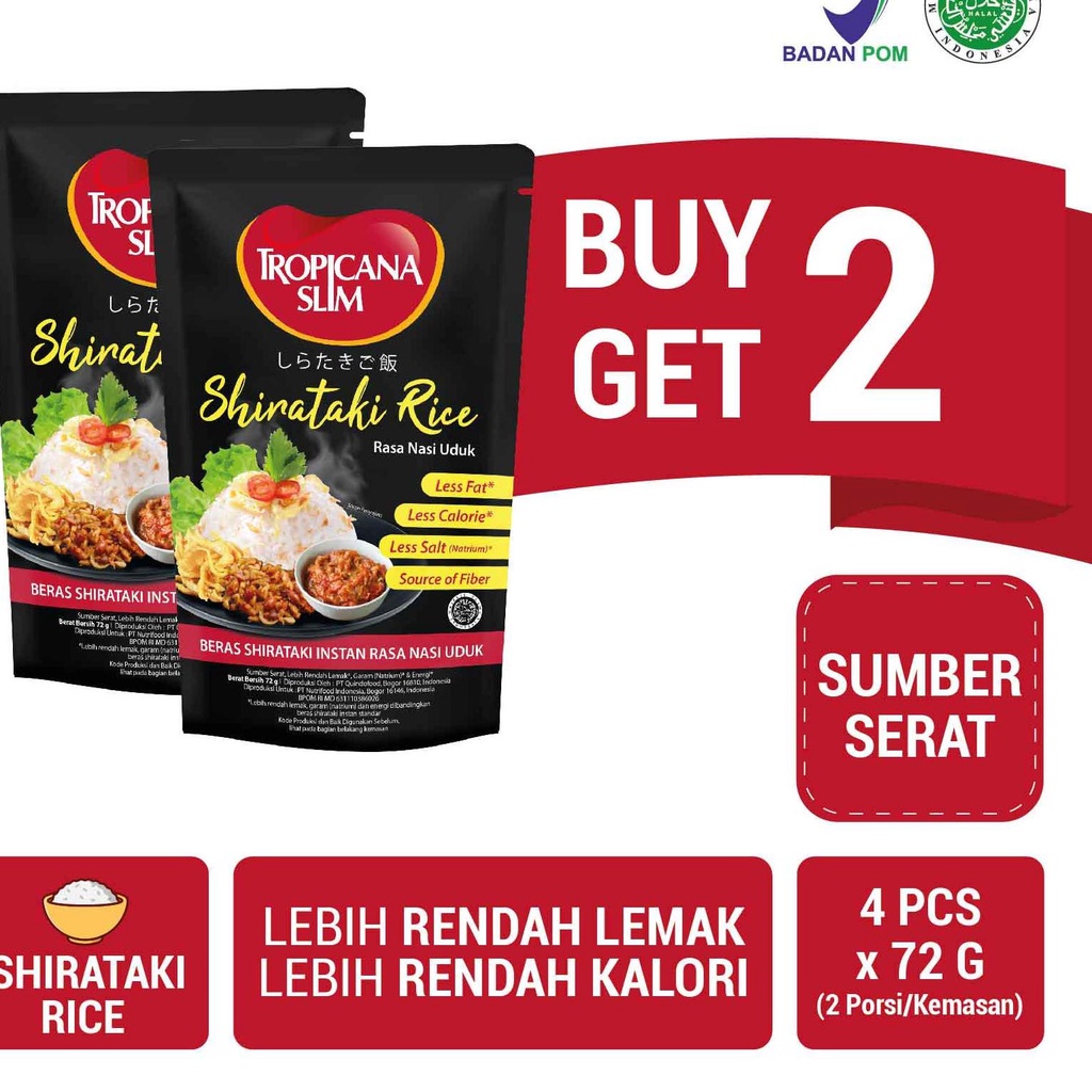 

✪BARU✪ BUY 2 GET 2 - Tropicana Slim Shirataki Rice 72 g - Bantu Dukung Hidup Sehat