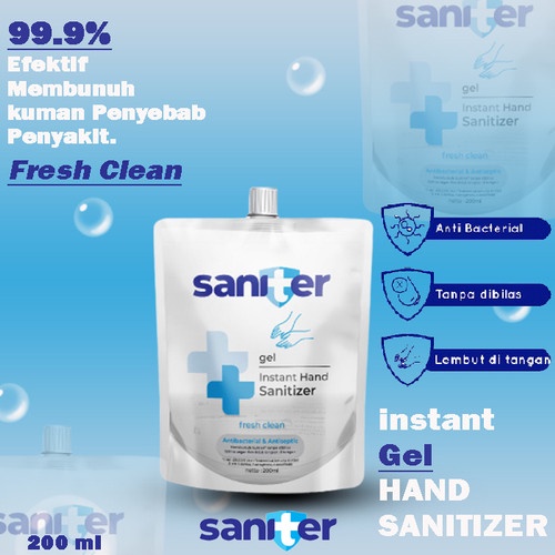 Saniter Hand Sanitizer Gel Pouch 200ml barcode 8992745475187