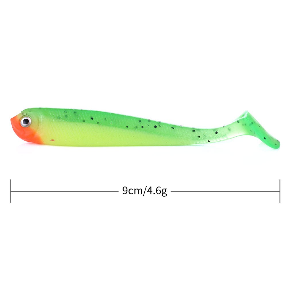 HENGJIA 6PCS/Bag 9cm/4.6g Soft Bait Fishing Lure 3D Eye T Tail Artificial Bait Pike Silicone Worm Bait