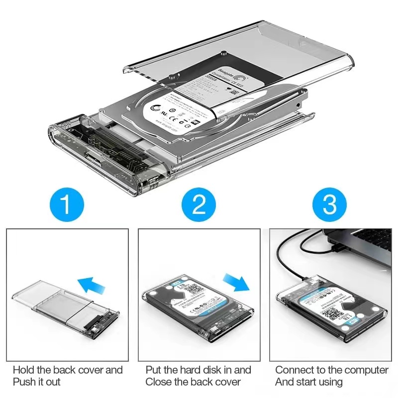 Casing Hardisk External HDD SSD External Case 2.5&quot; USB 3.0 Transparent Color