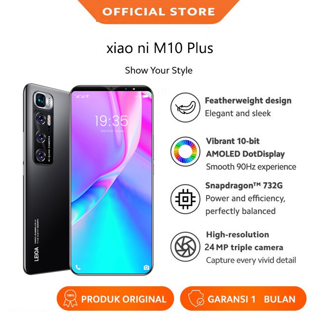 M10 Plus Android Handphone HD Screen Murah 6.1 Inci 6GB RAM 128GB ROM 4800mAh 5G Smartphone