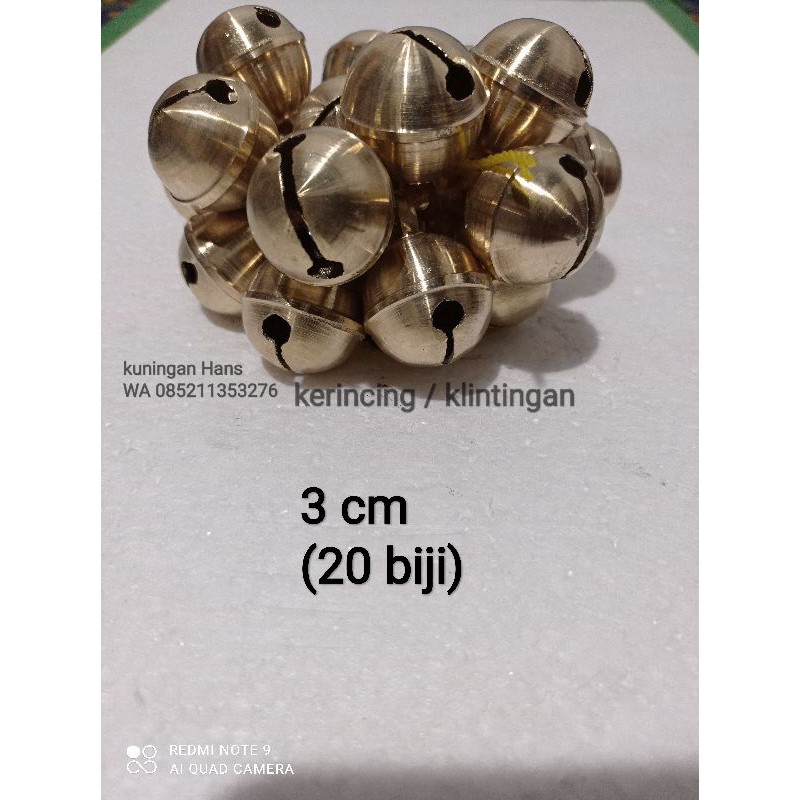 20 pcs / 1 kodi lonceng kerincing / klintingan kuningan 3 cm