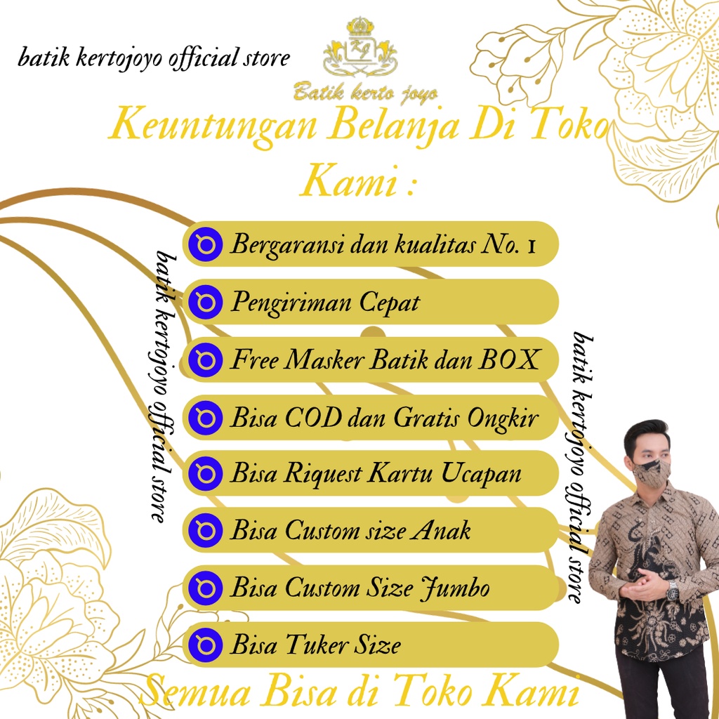 Baju Batik pria modern slimfit Baju Batik Pria Lengan Panjang slim fit baju batik pria premium baju seragam batik KERTOJOYO KJ013 kemeja batik pria lengan panjang full furing baju batik alisan Kemeja batik slim fit pria batik slimfit ATASAN batik premium