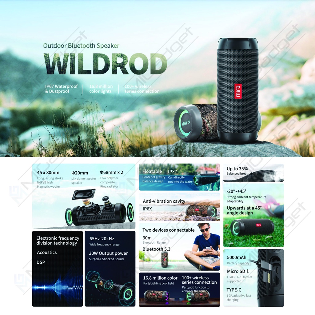 MiFa Wildrod Wild Rod Bluetooth Speaker 30W IP67 RGB