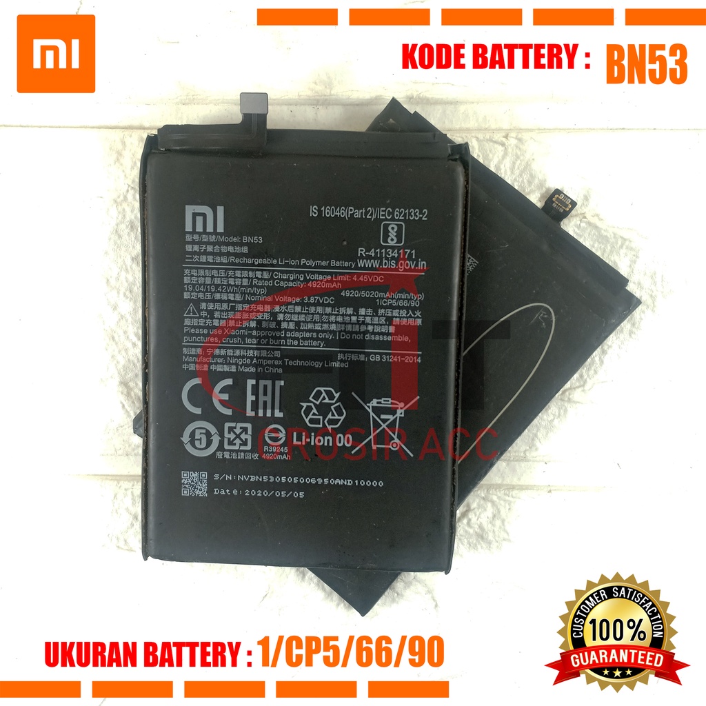 Baterai Battery Xiaomi BN53 For Xiaomi Redmi Note 9 Pro