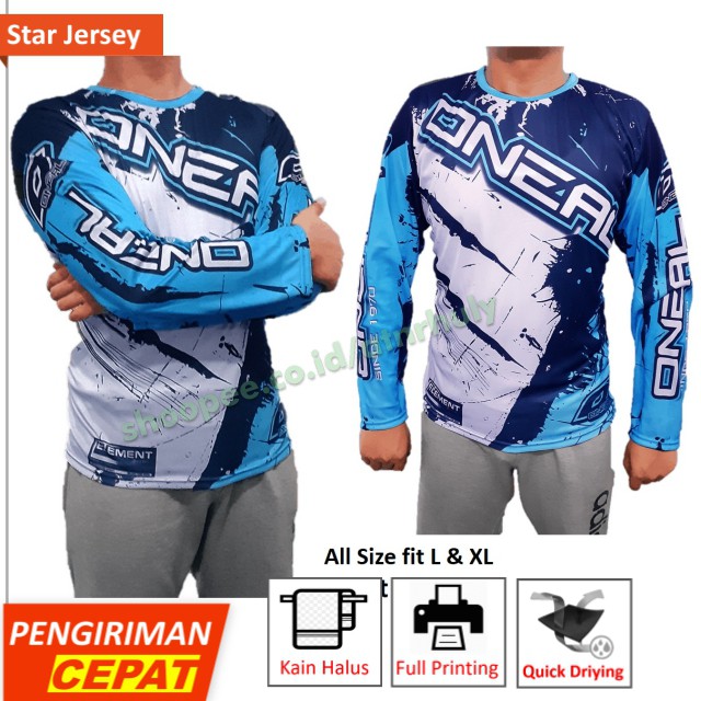  Kaos  Jersey Sepeda  mtb  Trail ONEAL BIRU  Terbaru Baju Jersy 