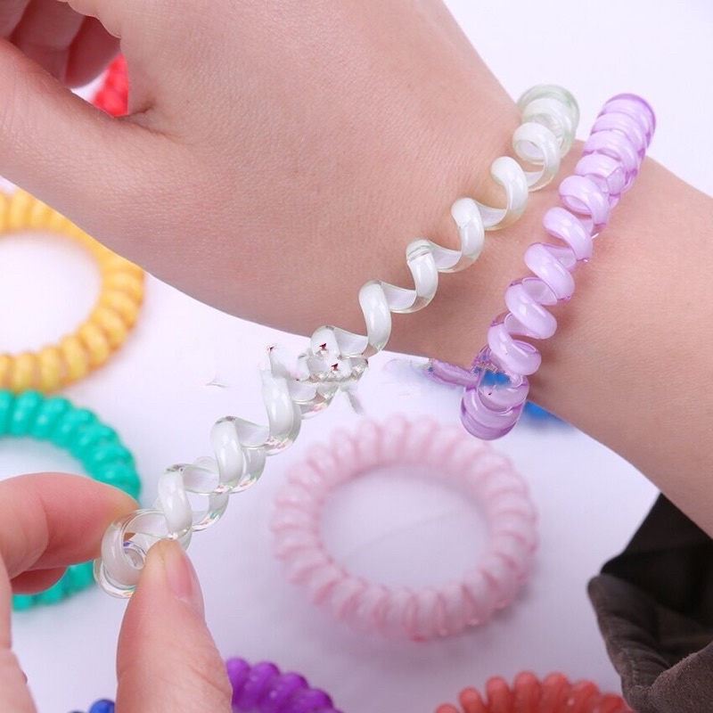 Ikat Rambut Spiral Warna Warni KOREA Karet Ikat Rambut Kabel Telepon Kunciran Rambut Spiral Style Rambut