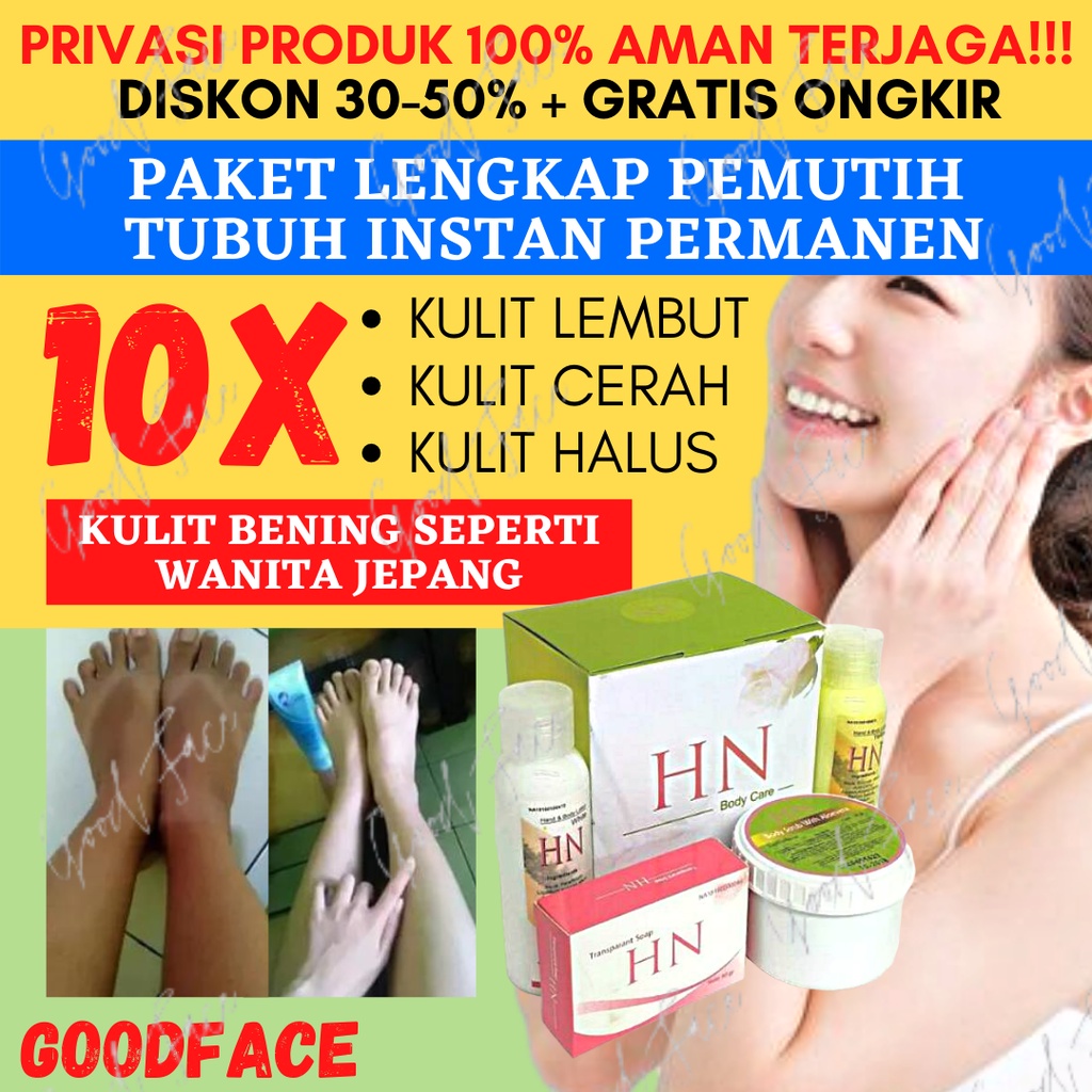 HN BODY CARE 4IN1 BPOM PAKET BODY LOTION HN 4IN1 PEMUTIH BADAN PERMANEN