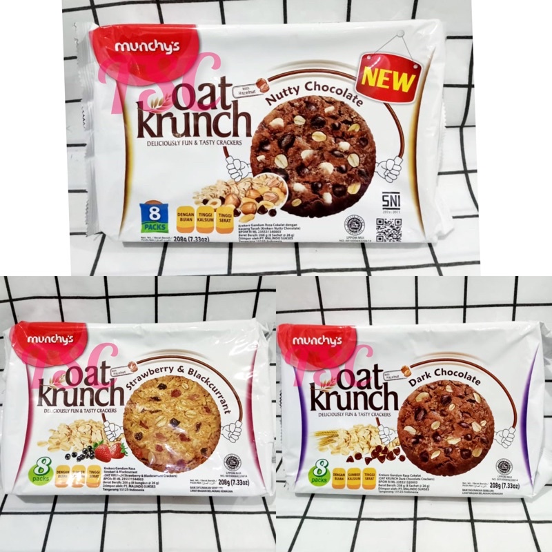 

Munchy's Oat Krunch Crackers Nutty Chocolate / Strawberry & Blackcurrant / Dark Chocolate / Munchy's / Munchys / Oat / Krunch / Crackers / Nutty / Chocolate / Strawberry / & / Blackcurrant / Dark / Chocolate / biskuit / cokelat / kacang / stroberi