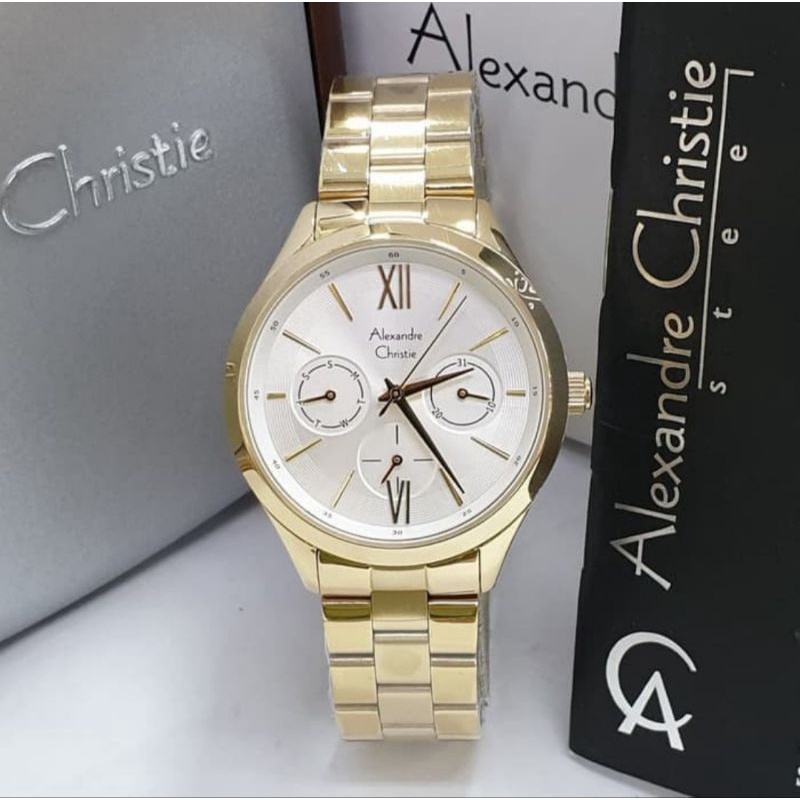 Jam Tangan Wanita Alexandre Christie AC 2796/AC2796 Gold Original