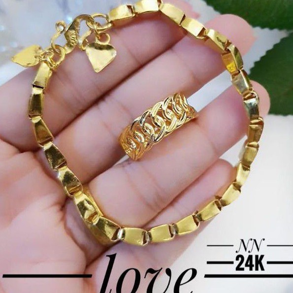 Xuping gelang dan cincin lapis emas 24k 0730l