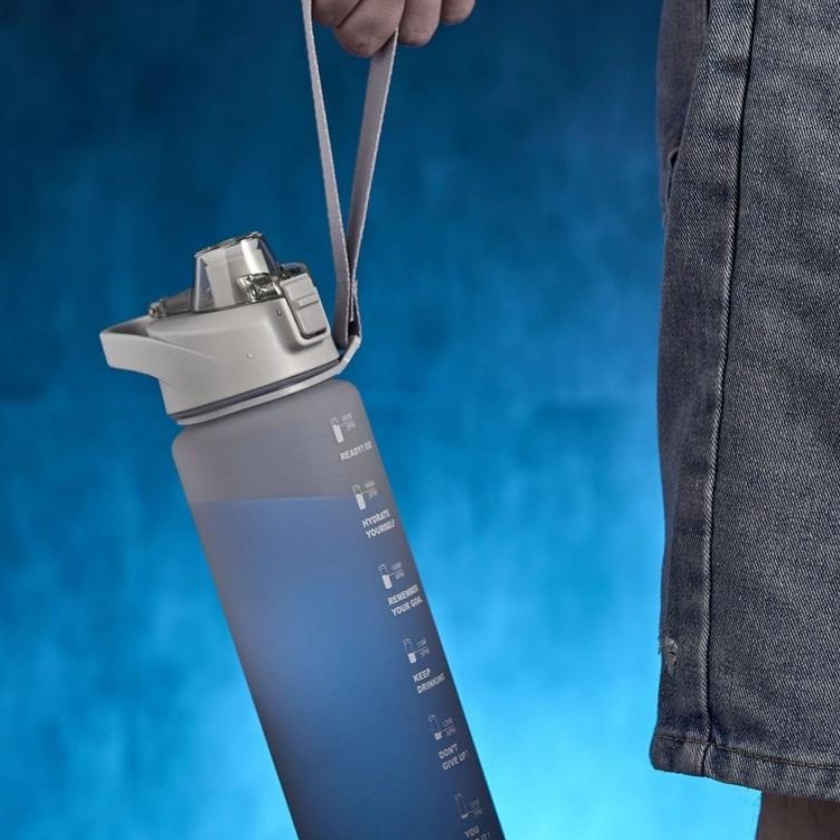 BPA FREE Botol Minum Tumbler Olahraga Sport Unik 1L FREE Stiker 2D+3D / Botol Motivasi 1000ML / Botol Penanda Gradient Gradasi CBKS-7