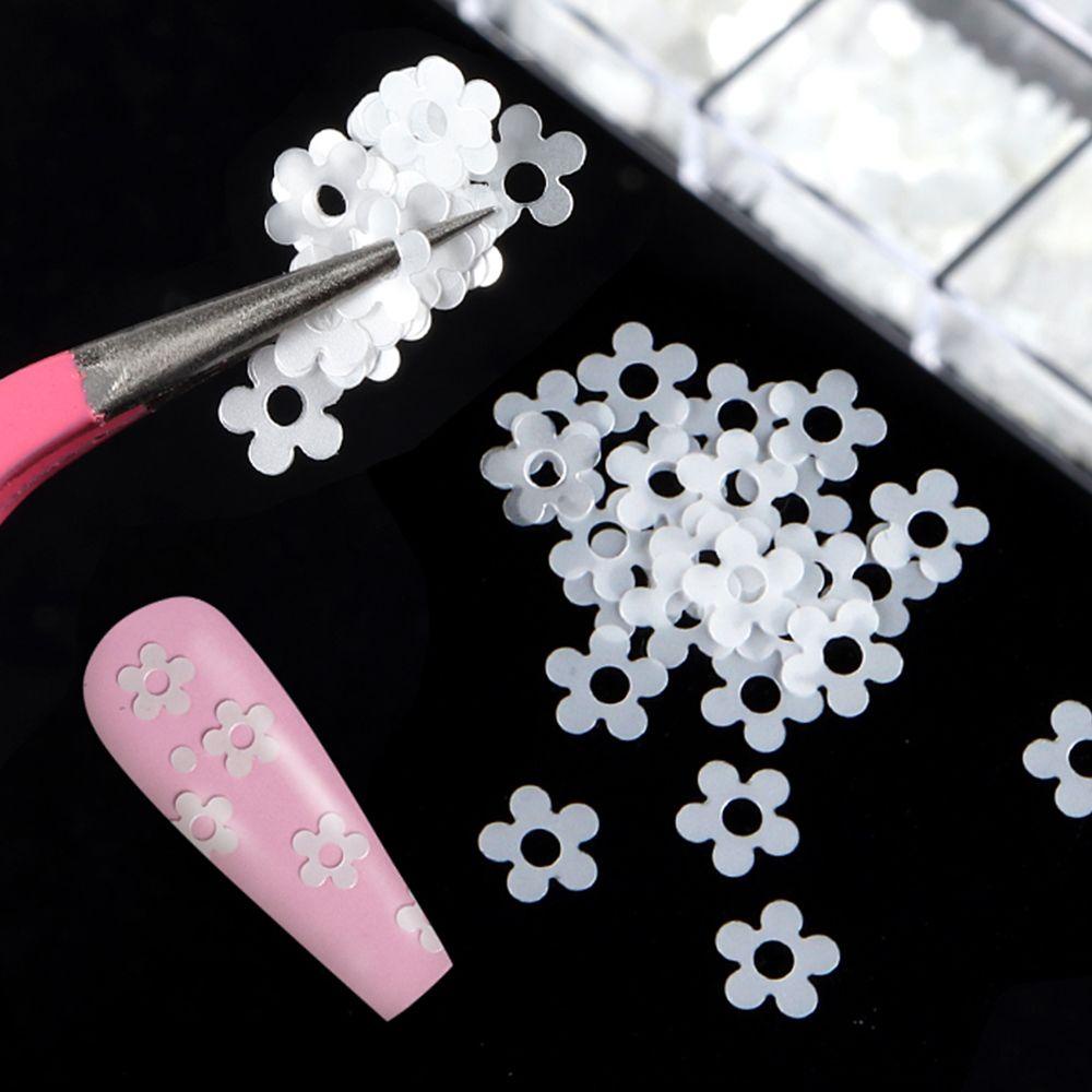 AUGUSTINA Agustina Stiker Kuku 3D Pesona Fashion Kupu-Kupu Putih Bintang Love Nail Sequin