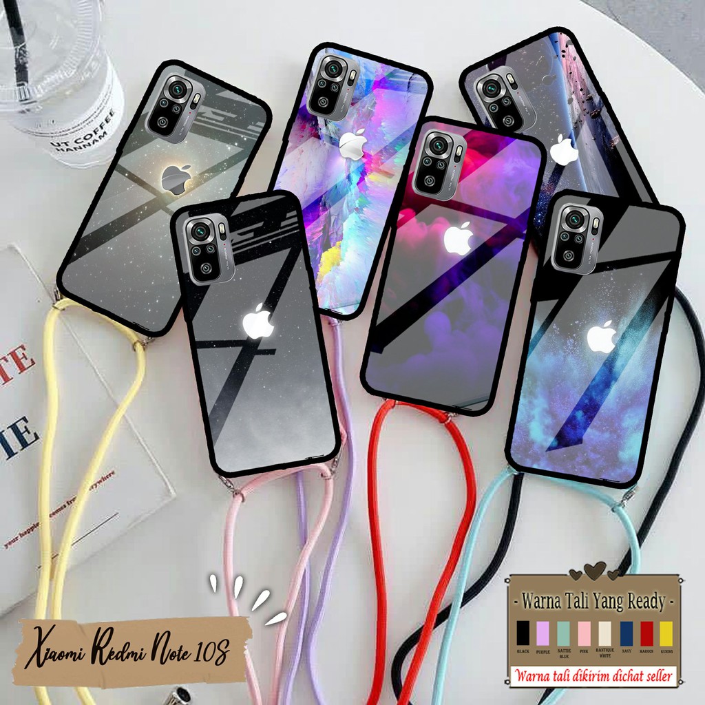 Soft Case Glass Kaca XIAOMI REDMI NOTE 10S Tali kesing kaca Case Glass CASE TALI Case handphone case