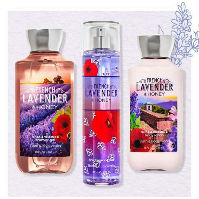 BATH &amp; BODY WORKS BBW FRENCH LAVENDER &amp; HONEY SERIES BODY MIST LOTION SHOWER GEL BODY CREAM HAND CREAM SHOWER GEL BODY CREAM LOTION MIST WASH WALLFLOWER ROOMSPRAY SCENTPORTABLE GENTLE GEL DEEP CLEANSING GENTLE FOAMING CREAMY LUXE