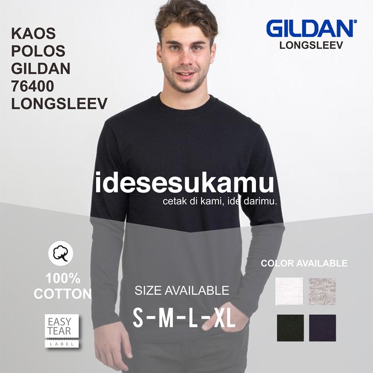 KAOS POLOS GILDAN PREMIUM 76000 LONGSLEEV ORIGINAL