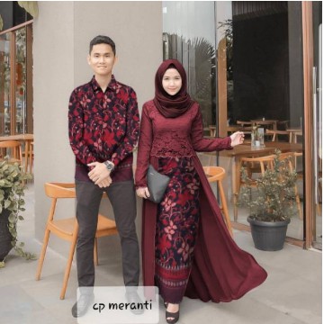 Baju Couple Kondangan Kebaya Modern Couple Muslim CP Meranti Brokat Furing Premium Mutiara