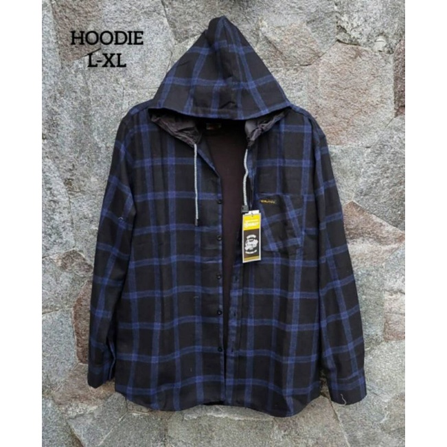KEMEJA FLANEL HOODIE / KUPLUK PRIA