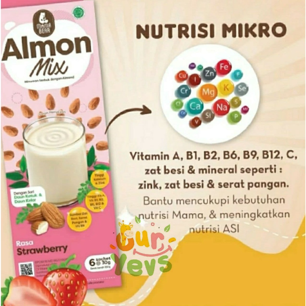 Mama Bear Almon Mix NEW FORMULA STRAWBERRY / Almonmix mamabear / mama bear almond/ ASI Booster / Pelancar ASI