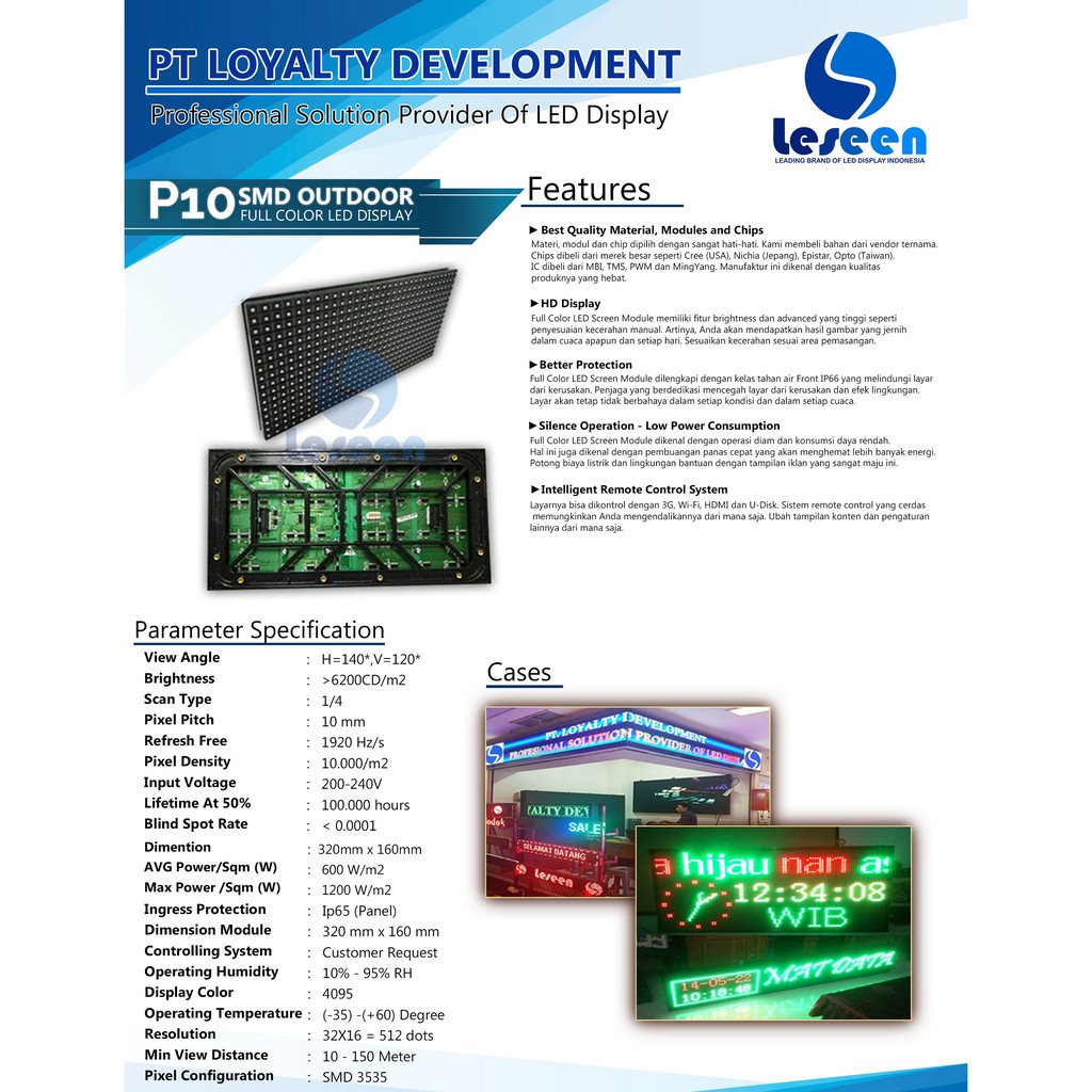 Modul Panel P10 Outdoor Full Color Running Text