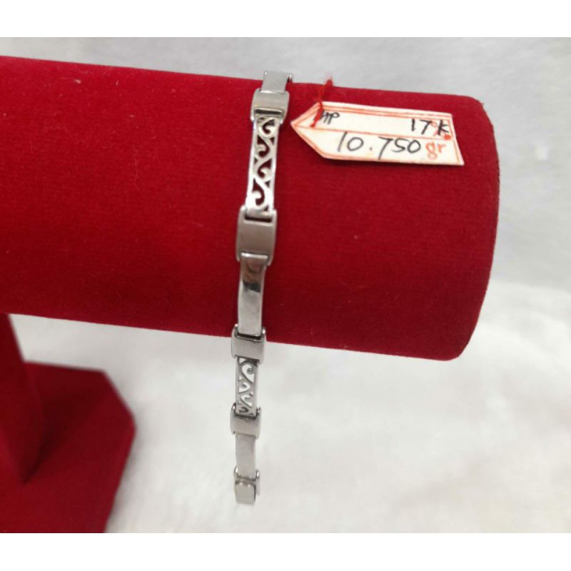 GL819H365H Gelang rolex model persegi batik beautiful fashion asli emas putih berat10.750 kadar 75%