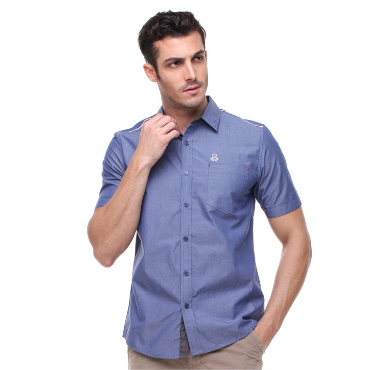 Johnwin - Kemeja Casual - Kemeja Pria - Kemeja Lengan Pendek - Slim Fit - Ungu - Polos - ASH.670.S88