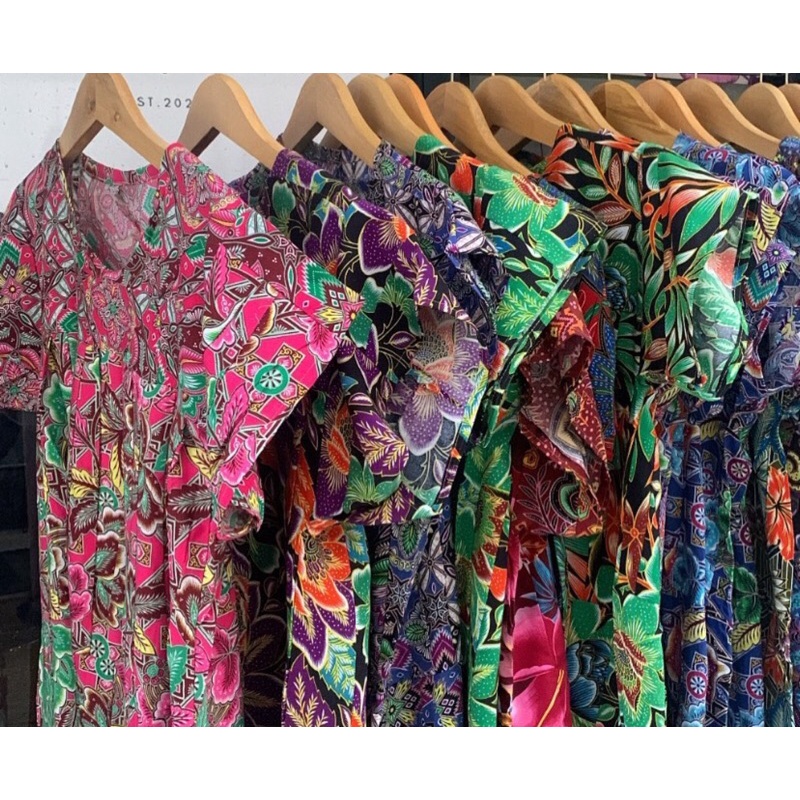 Daster Batik Kencana Ungu Daster Sambung Bahan rayon adem baju tidur wanita dress