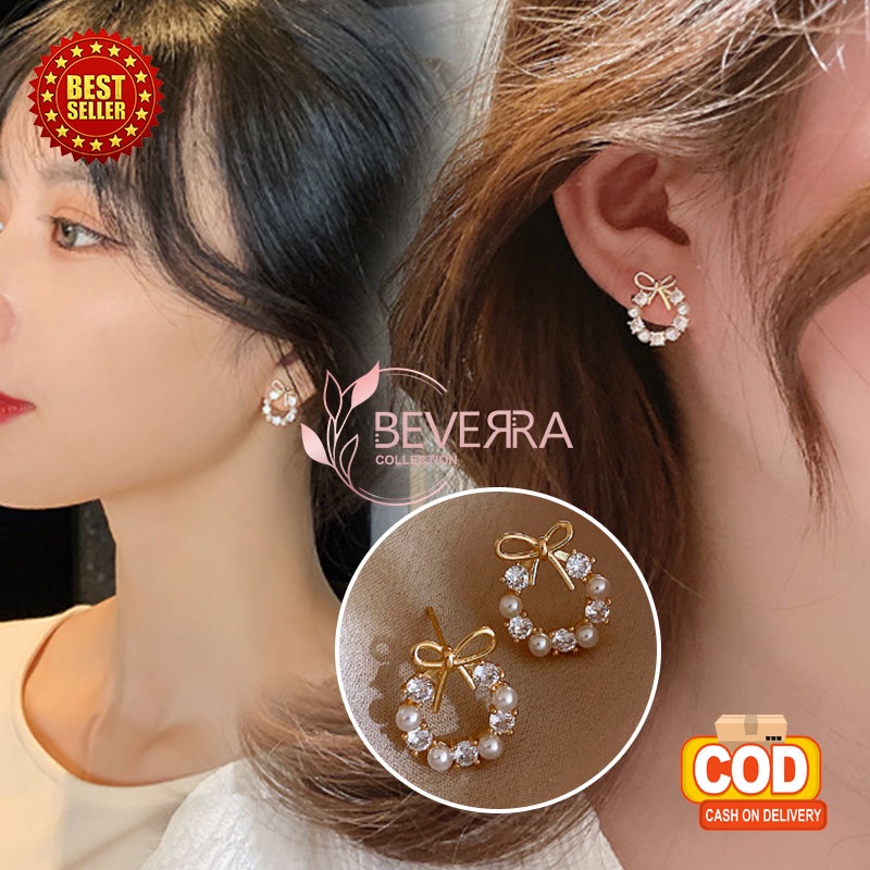 ANTING KOREA TUSUK TITANIUM ANTING WANITA GIWANG MUTIARA RETRO AKESORIS FASHION ANAK PEREMPUAN ANT46