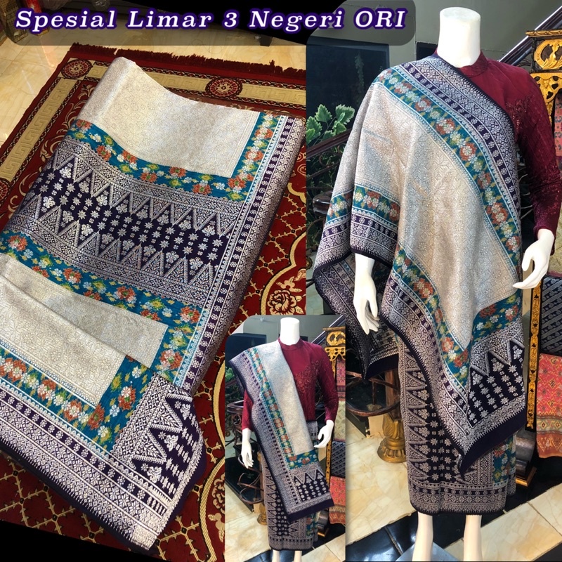 Spesial Exclusive Limar 3 Negeri ORI / Songket Lepus Limar 3 Negeri ORI ungu/songket tenun asli pale