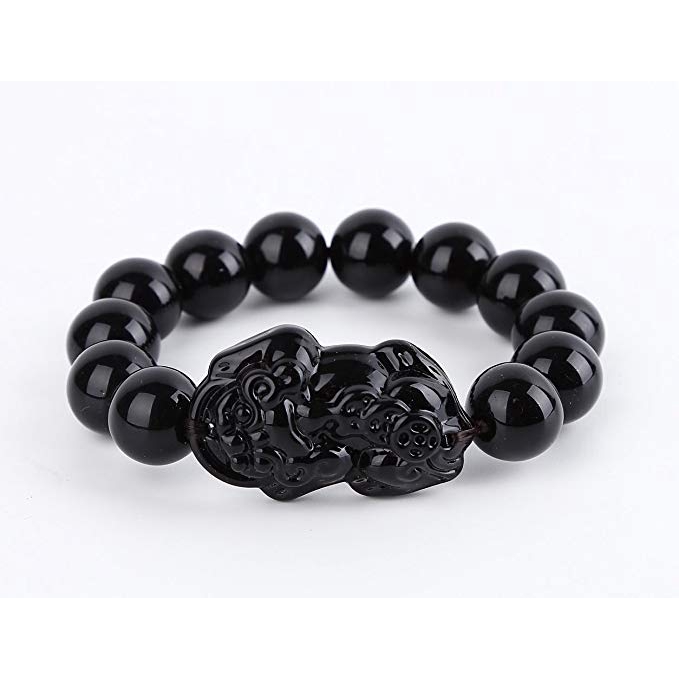 Feng Shui Obsidian Stone Wealth Pi Xiu Bracelet Attract Wealth and Good Luck