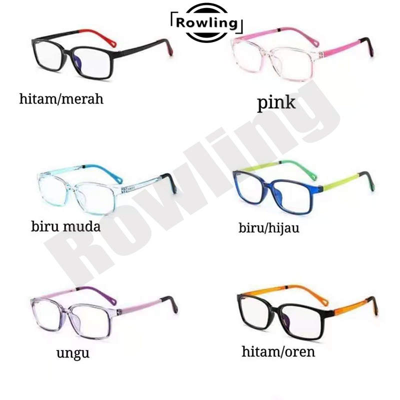 rowling(ka-73)Kacamata Anak NewTrend/Fashion Anak Unisex Kotak Terbaru anti radiasi Blue Light Silikon High Quality Import