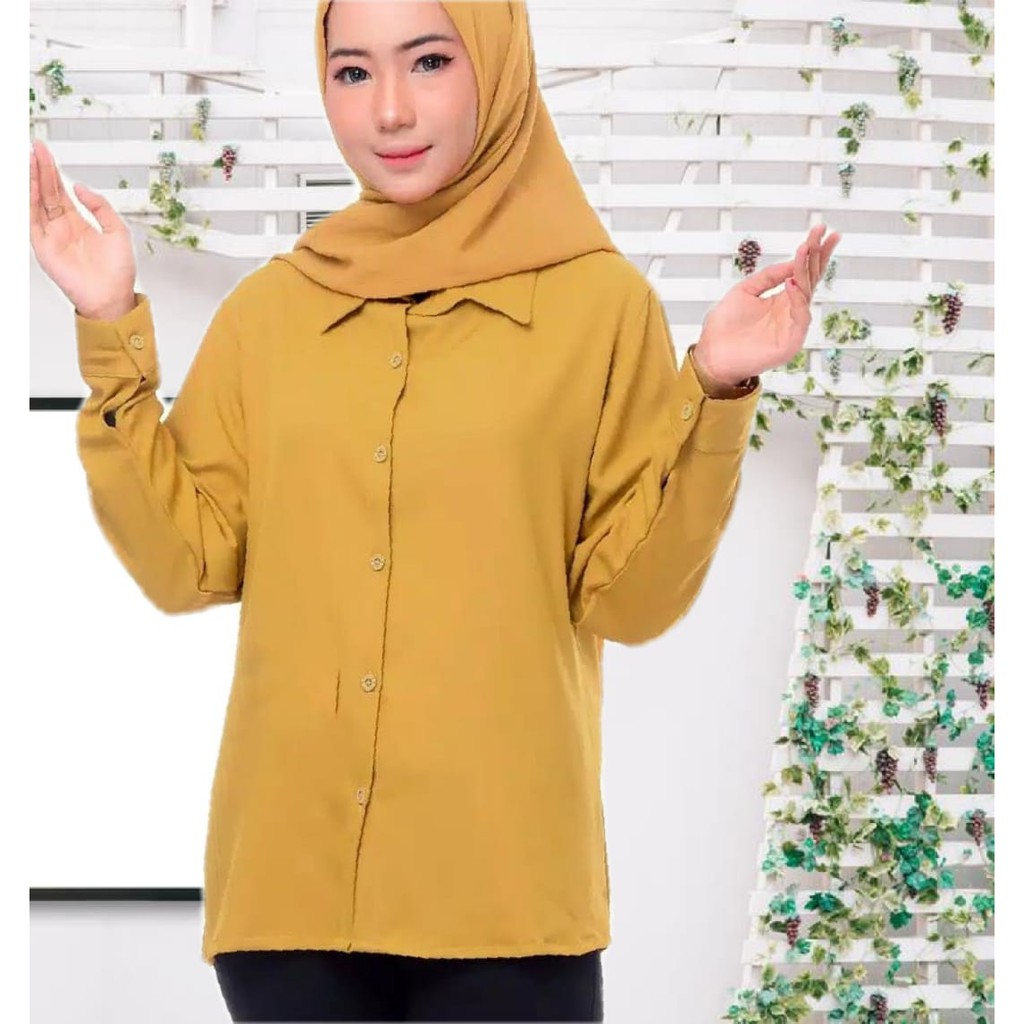 kemeja formal wanita  tangan panjang gold/ Kuning Kunyit