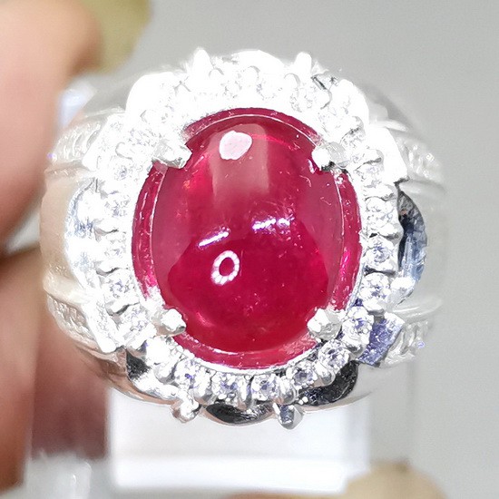 CINCIN BATU AKIK NATURAL RUBY MERAH DELIMA ORIGINAL BAGUS
