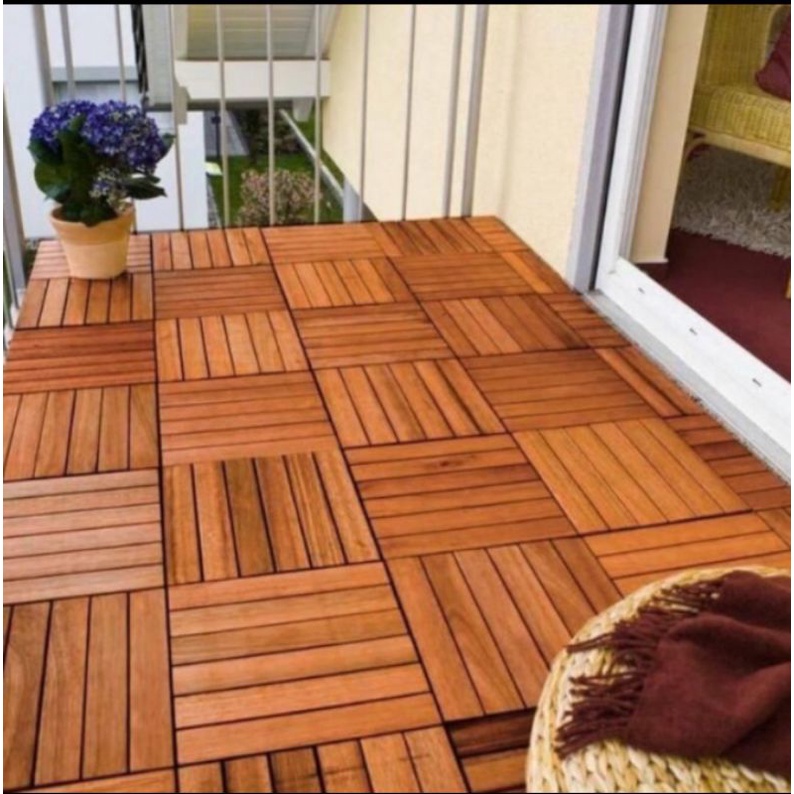 LANTAI KAYU/ FLORING WOOD/ LANTAI KAYU PORTABLE BONGKAR PASANG KAYU JATI