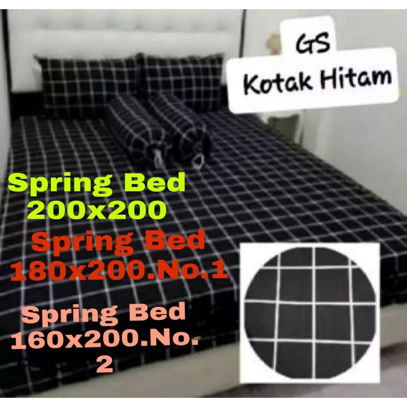 (COD) PROMO SPREI KOTAK-KOTAK HITAM//SPREI UKURAN 200X200//180X200//160x200//120x200 CM//SEPREI TERL