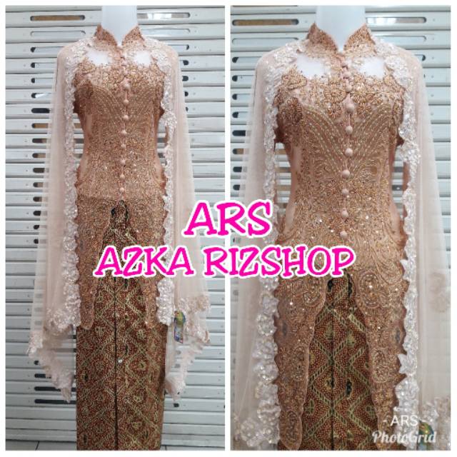 SET KEBAYA AKAD NIKAH DAN WISUDA LENGAN PANJANG MOCCA