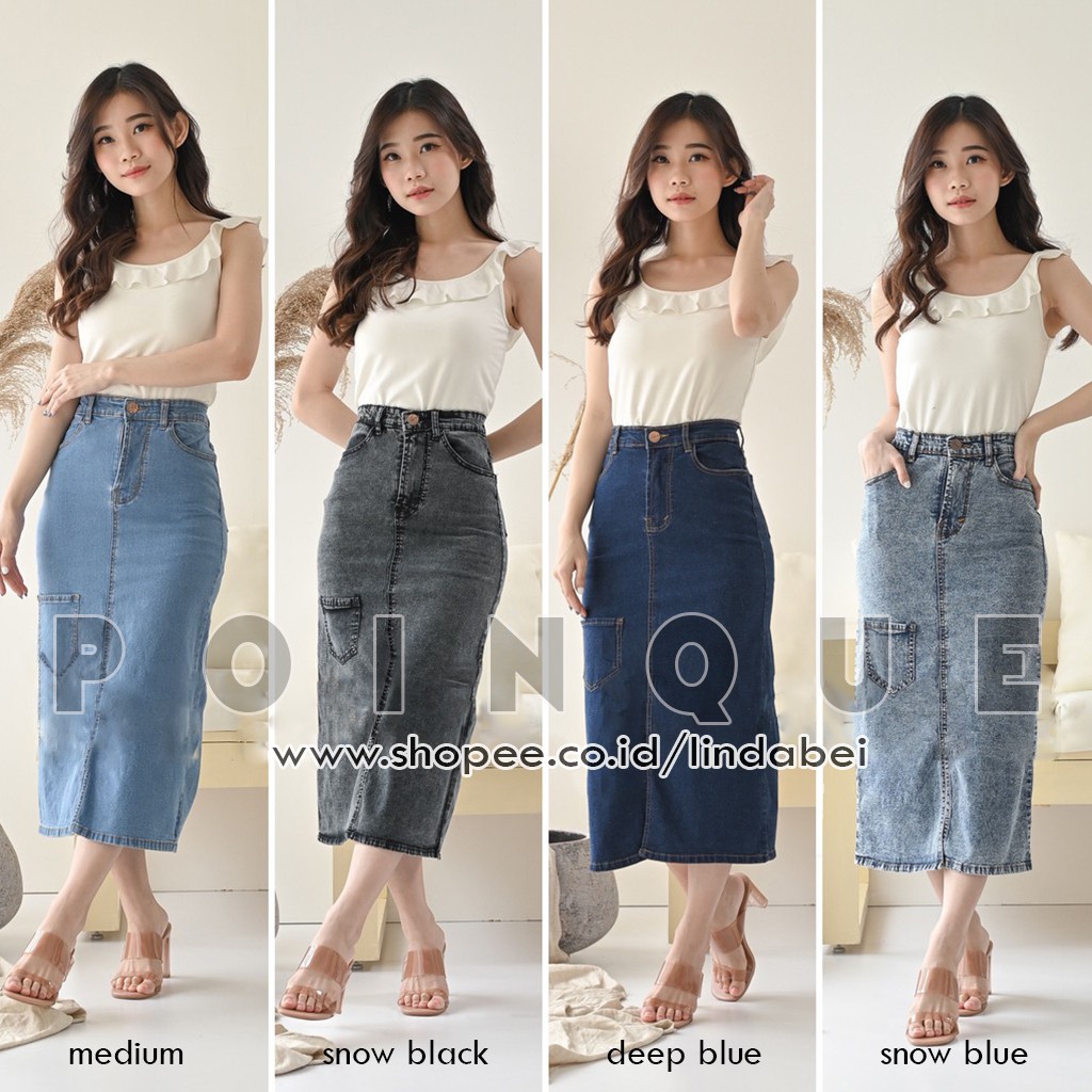 (BISA COD) Rok Span Lurus 7per8/Rok Jeans Span 7per8 Wanita/Rok Jeans Wanita/Rok Wanita Span 7per8