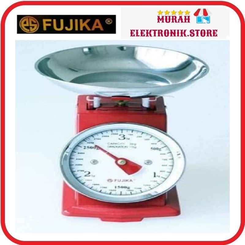 FUJIKA Timbangan Besi Mini 3KG Kue Analog Merah Kecil Imut Dapur Free Bubble